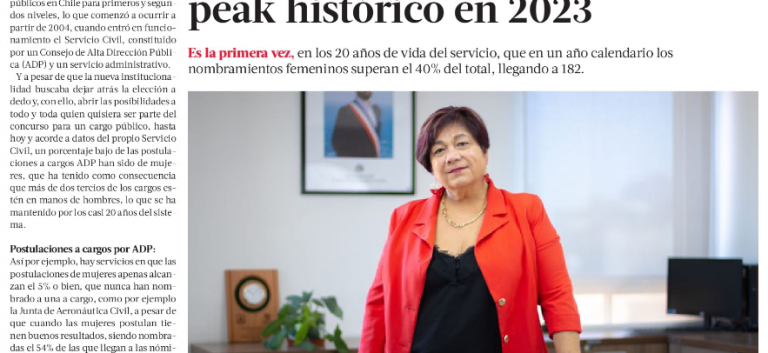 Mujeres nombradas por Alta Dirección Pública llegan a su peak histórico en 2023