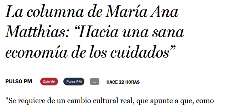 “Hacia una sana economía de los cuidados”